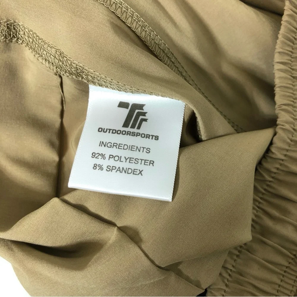 Travels Together By You Ruched Drawstring Waist Pocket Lightweight Khaki Pants L
